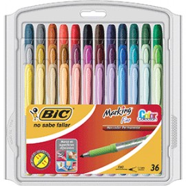 MARCADOR PERMANENTE BIC MARKIT 36 COLORES SURTIDOS - Envío Gratuito