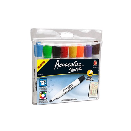 MARCADOR ACUACOLOR COLORES SURTIDOS 8 PIEZAS - Envío Gratuito