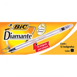 BOLIGRAFO BIC DIAMANTE TINTA NEGRA MEDIANO C/12 - Envío Gratuito