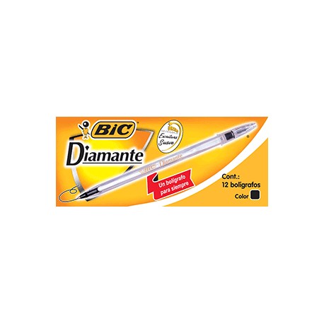 BOLIGRAFO BIC DIAMANTE TINTA NEGRA MEDIANO C/12 - Envío Gratuito