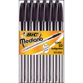 BOLIGRAFO BIC PUNTO MEDIANO NEGRO CAJA C/50 - Envío Gratuito