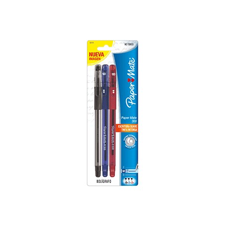 BOLIGRAFO PAPERMATE 300 SURTIDO BASICO PAQ/3 - Envío Gratuito