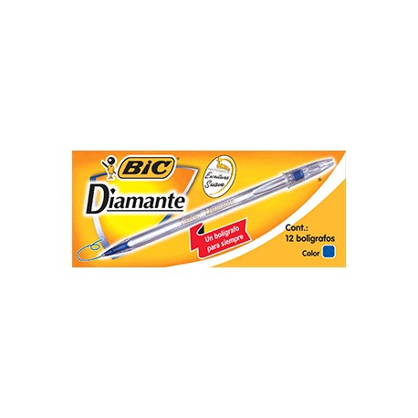 BOLIGRAFO BIC DIAMANTE TINTA AZUL MEDIANO CAJA/12 - Envío Gratuito
