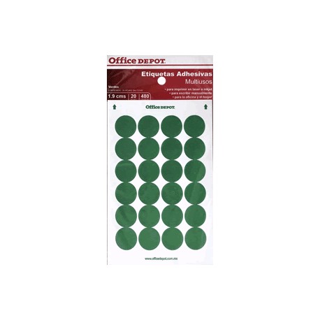 ETIQUETAS CIRCULARES OFFICE DEPOT VERDES - Envío Gratuito