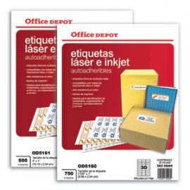 ETIQUETAS LASER INKJET 2 5/8X1 OFFICE DEPOT 750 - Envío Gratuito