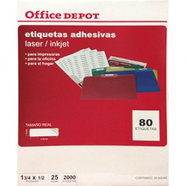 ETIQUETA LASER INKJET 1 3/4X1/2 OFFICE DEPOT 2000 - Envío Gratuito