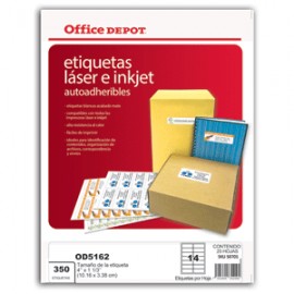 ETIQUETAS LASER INKJER 4X1 1/3 OFFICE DEPOT 350 - Envío Gratuito