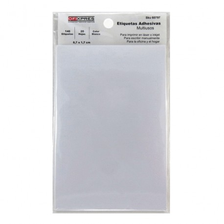 ETIQUETAS ADHESIVAS RECTANGULARES BLANCAS 1.7X8.7 - Envío Gratuito