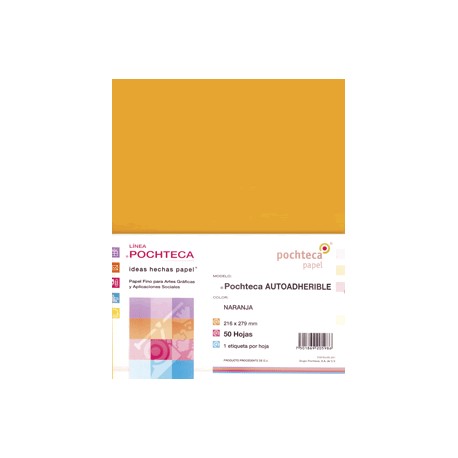 PAPEL AUTOADHERIBLE POCHTECA CARTA NARANJA CON 50 - Envío Gratuito
