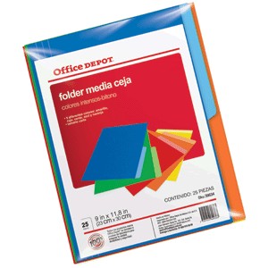 FOLDERS CARTA OFFICE DEPOT VARIOS COLORES CON 25