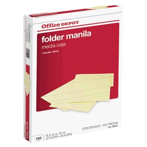 FOLDER OFICIO OFFICE DEPOT MANILA CON 100 PIEZAS