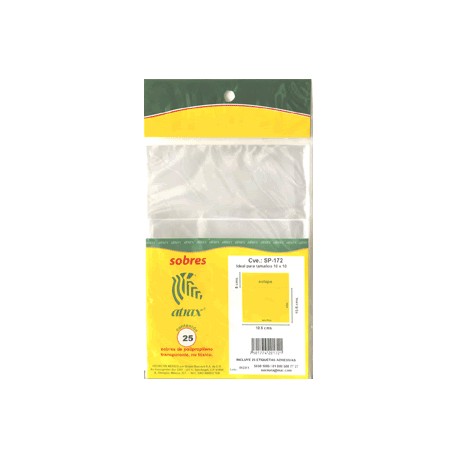 SOBRES TRANSPARENTES ATRAX 10 X 10 CUADRADO - Envío Gratuito