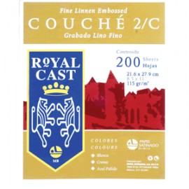 PAPEL COUCHE LINO BLANCO CON 200 HOJAS ROYAL CAST - Envío Gratuito