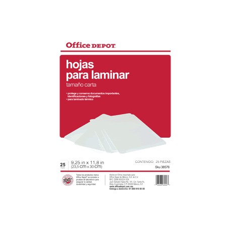 MICAS TERMICAS OFFICE DEPOT 8.5X11 CON 25 PIEZAS - Envío Gratuito