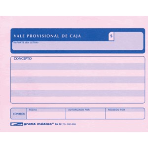 VALE PROVISIONAL DE CAJA GRAFIX 3 PAQUETES CON 50