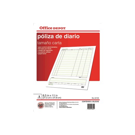 POLIZA DIARIO OFFICE DEPOT 50 HOJAS - Envío Gratuito