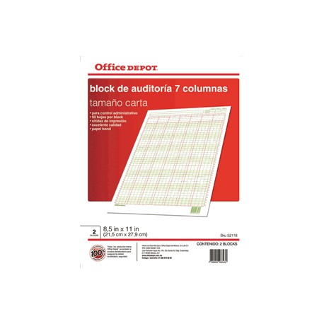 BLOCK AUDITORIA OFFICE DEPOT - Envío Gratuito