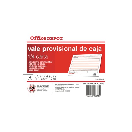 VALE PROVISIONAL CAJA OFFICE DEPOT - Envío Gratuito