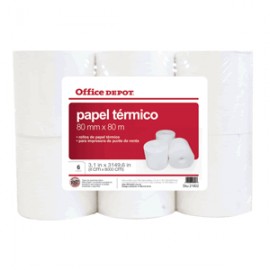 ROLLO PAPEL TERMICO 80MM X 80M 6 PK OFFICE DEPOT - Envío Gratuito