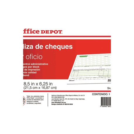 POLIZA CHEQUES OFFICE DEPOT - Envío Gratuito