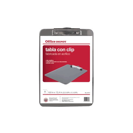 TABLA CON CLIP ACLILICO OFFICE DEPOT TAMANO CARTA - Envío Gratuito