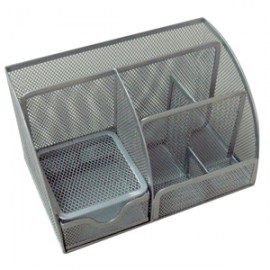 ORGANIZADOR RECTANGULO DE ESCRITORIO MESH PLATA - Envío Gratuito