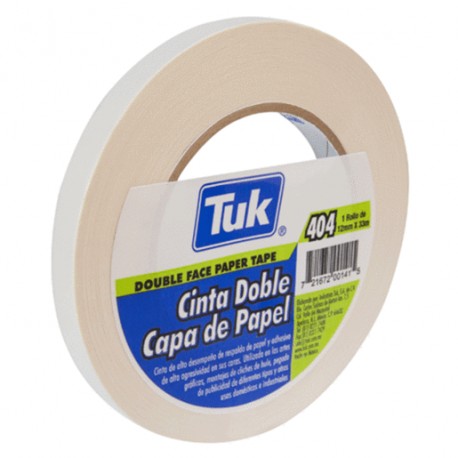 CINTA ADHESIVA TUK 404 DOBLE CAPA 12MM X 33M - Envío Gratuito