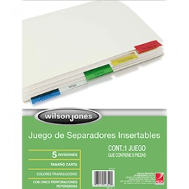 SEPARADORES INDICE WILSON JONES 5 DIV.CEJA COLOR - Envío Gratuito