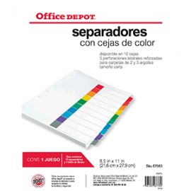 SEPARADORES INDICE OFFICE DEPOT OD 10 D S/NUMERO - Envío Gratuito