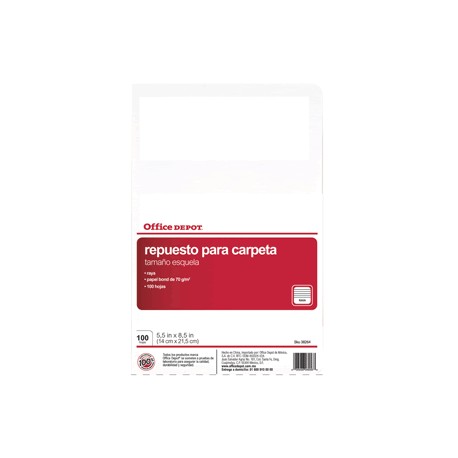 HOJAS PARA CARPETA ESQUELA OFFICE DEPOT RAYA 100 H - Envío Gratuito