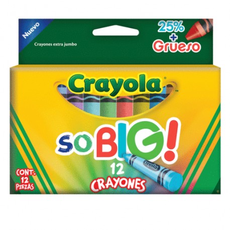 CRAYONES EXTRA JUMBO CRAYOLA SO BIG CAJA 12 PIEZAS - Envío Gratuito