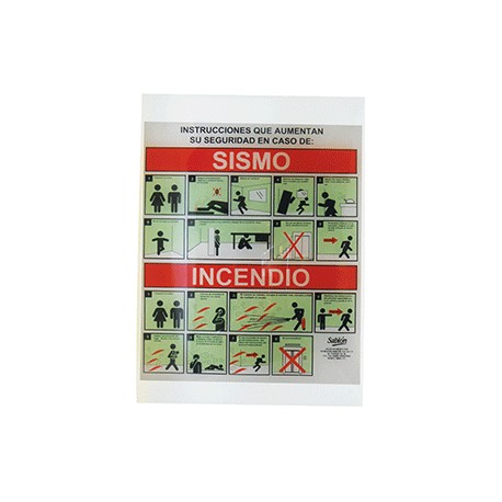 LETRERO QUE HACER EN CASO DE SISMO E INCENDIO - Envío Gratuito