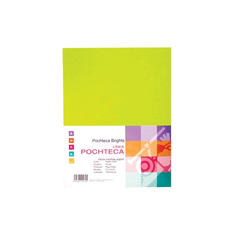 PAPEL BRIGHT LIME NEON CARTA CON 100 HOJAS POCHTECA - Envío Gratuito