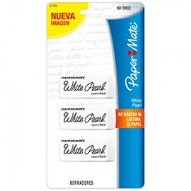 GOMA WHITE PEARL DE PAPERMATE CON 3 PIEZAS - Envío Gratuito