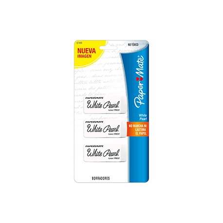 GOMA WHITE PEARL DE PAPERMATE CON 3 PIEZAS - Envío Gratuito