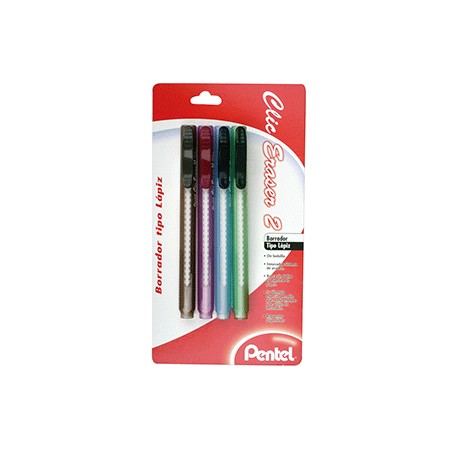 GOMA CLIC ERASER II TIPO LAPIZ PENTEL CON 4 PIEZAS - Envío Gratuito