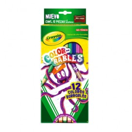 12 LAPICES COLOR BORRABLES MAS  SACAPUNTAS - Envío Gratuito